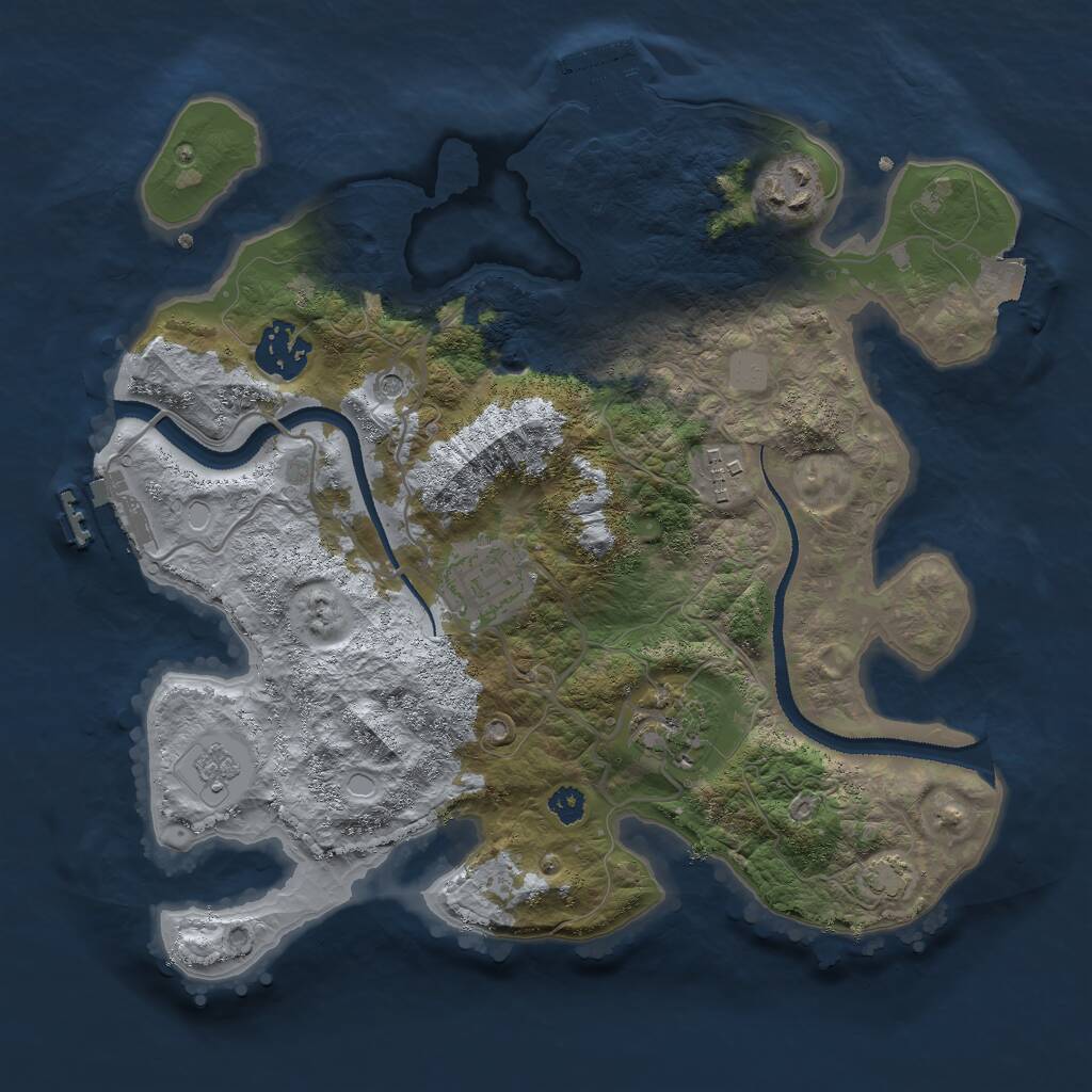 Rust Map: Procedural Map, Size: 3000, Seed: 4654213, 11 Monuments