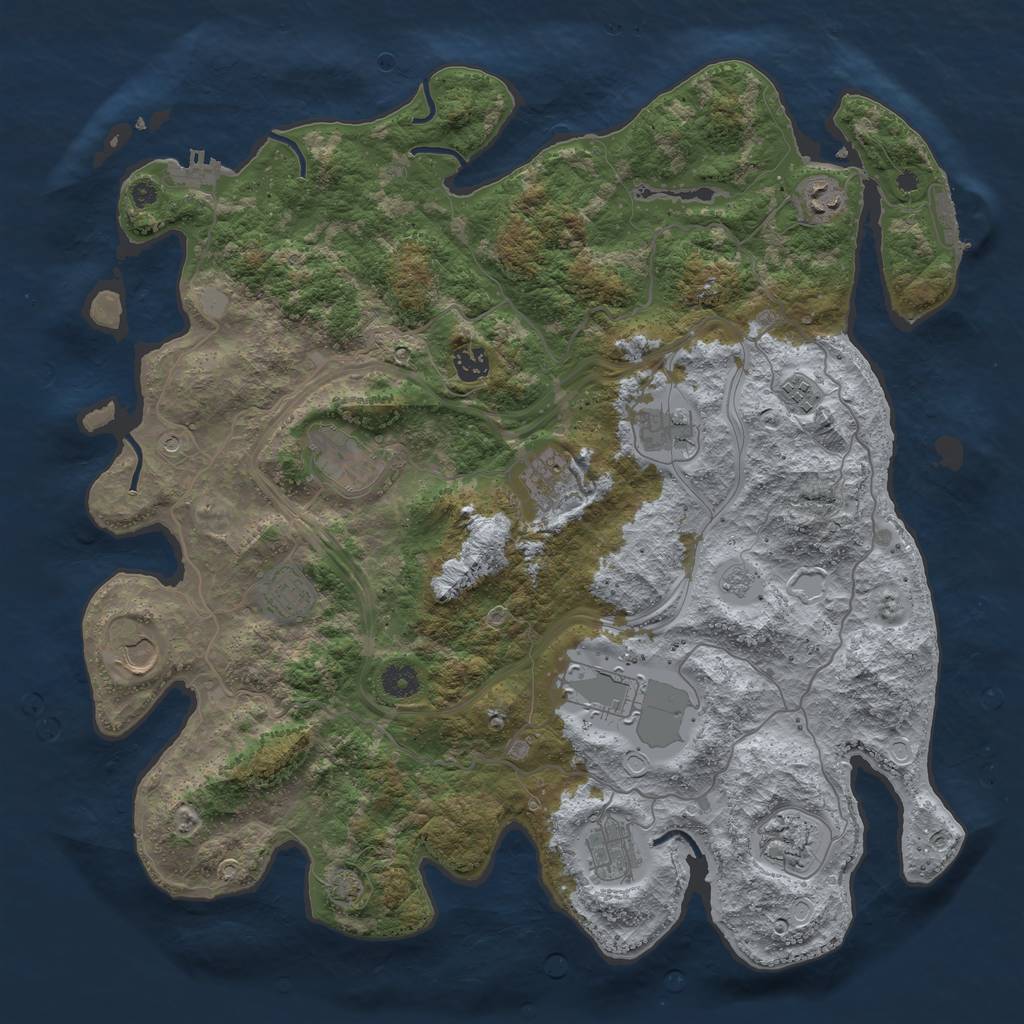 Rust Map: Procedural Map, Size: 4250, Seed: 921158575, 19 Monuments