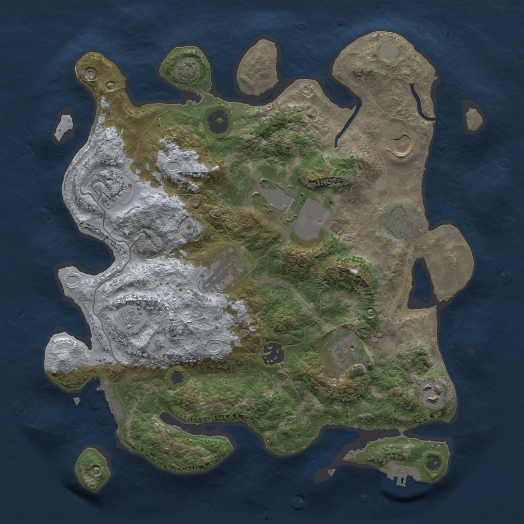 Rust Map: Procedural Map, Size: 3500, Seed: 1866595353, 15 Monuments