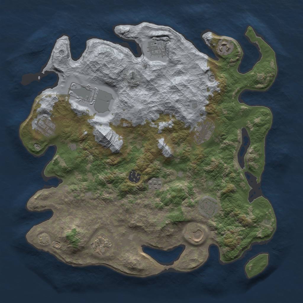 Rust Map: Barren, Size: 3700, Seed: 861512549, 14 Monuments