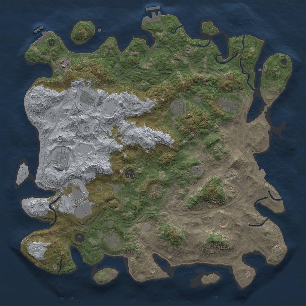 Rust Map: Procedural Map, Size: 4500, Seed: 393221, 19 Monuments