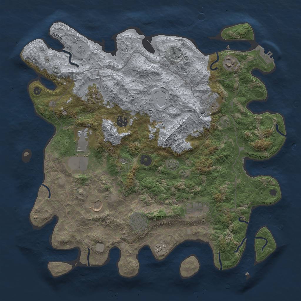 Rust Map: Procedural Map, Size: 4000, Seed: 435145407, 16 Monuments
