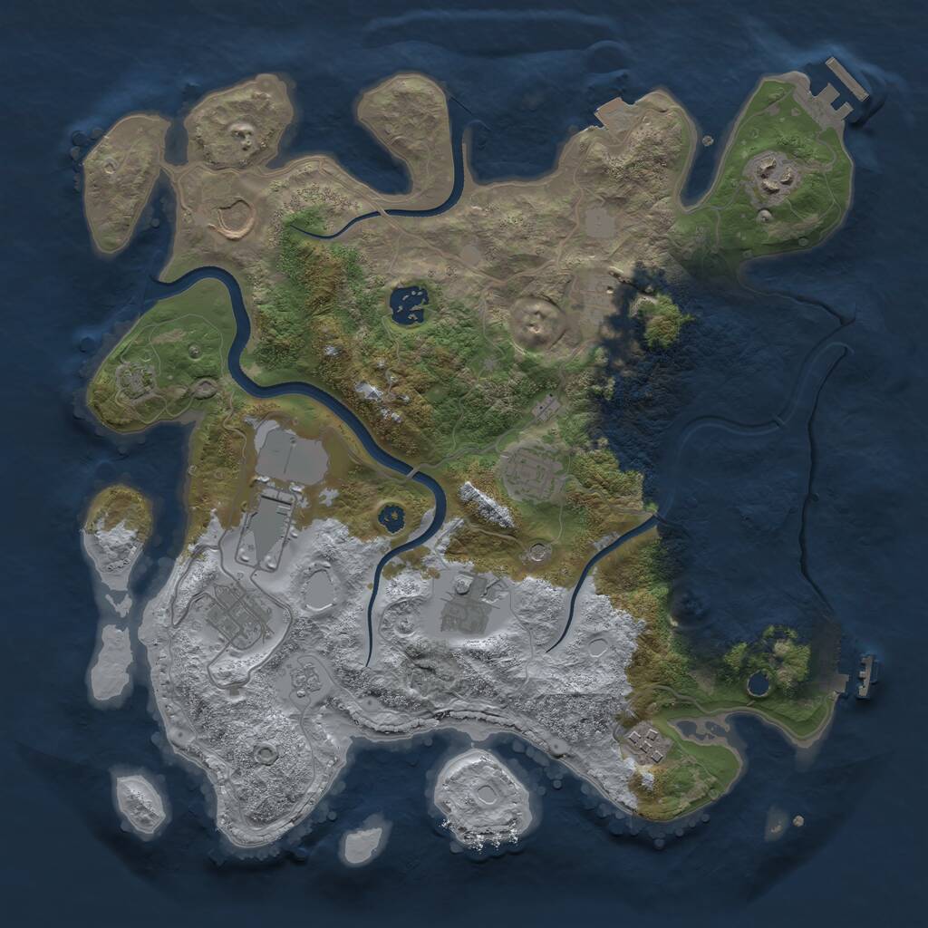 Rust Map: Procedural Map, Size: 3500, Seed: 20230601, 15 Monuments