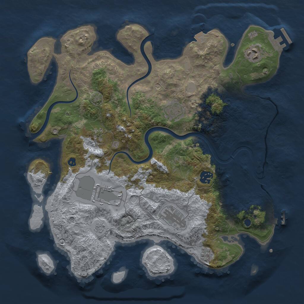 Rust Map: Procedural Map, Size: 3500, Seed: 20230601, 13 Monuments