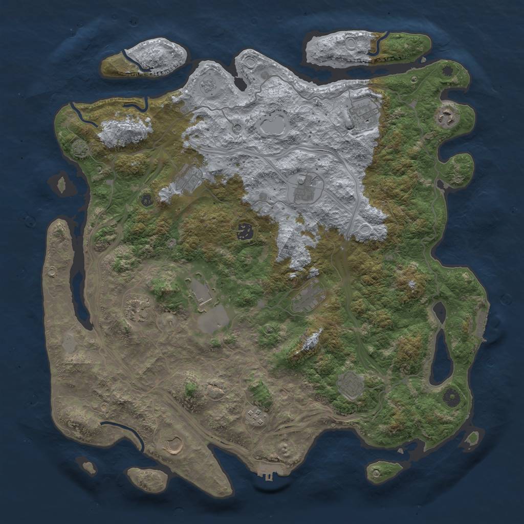 Rust Map: Procedural Map, Size: 4500, Seed: 1358331490, 19 Monuments
