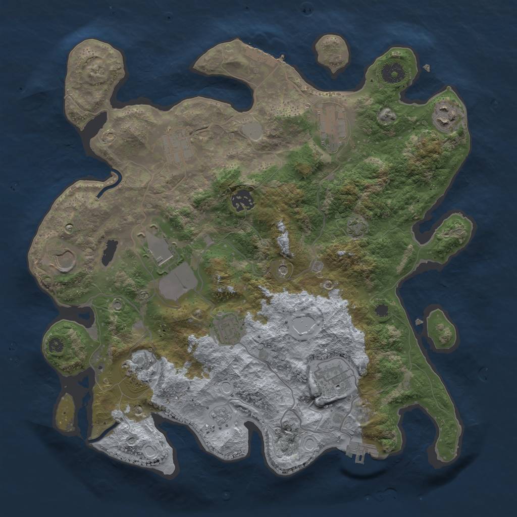 Rust Map: Procedural Map, Size: 3500, Seed: 818353920, 17 Monuments