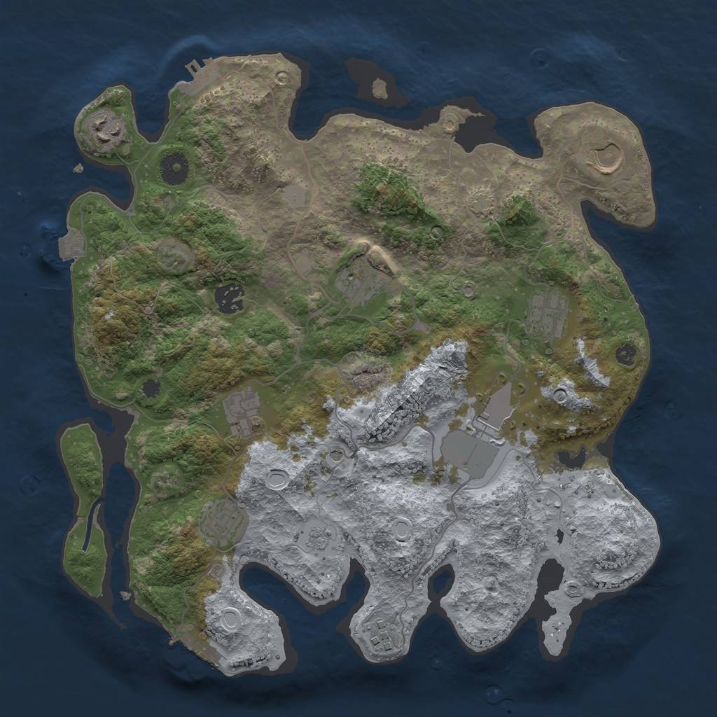 Rust Map: Procedural Map, Size: 3500, Seed: 23368865, 17 Monuments
