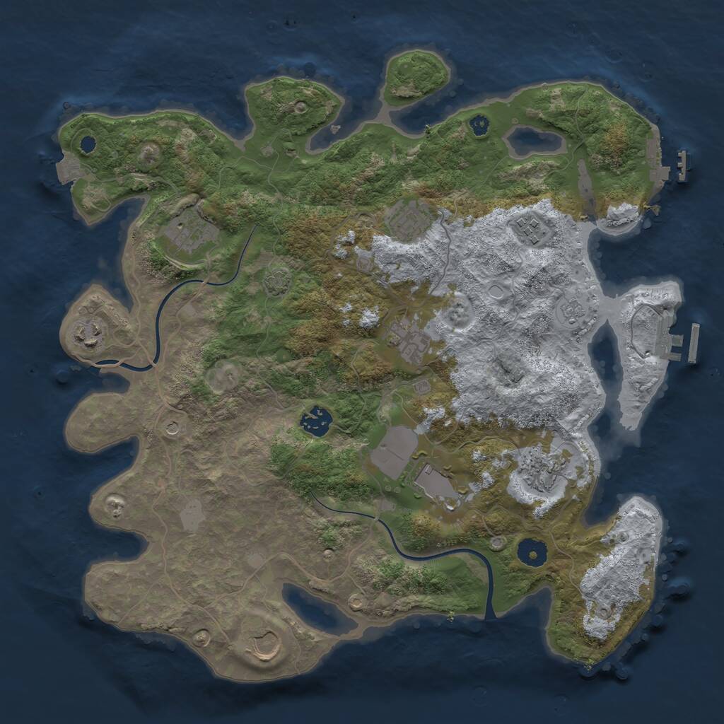Rust Map: Procedural Map, Size: 3700, Seed: 1966713311, 15 Monuments