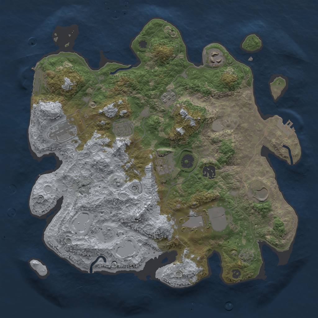 Rust Map: Procedural Map, Size: 3500, Seed: 284695844, 16 Monuments