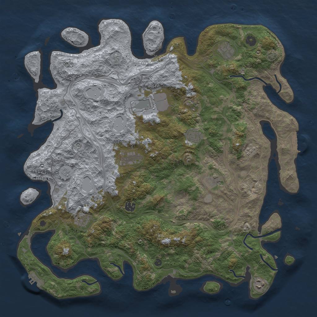 Rust Map: Procedural Map, Size: 4500, Seed: 6454258, 18 Monuments