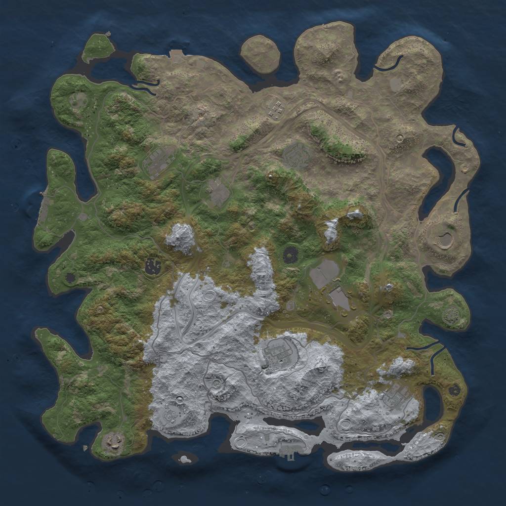 Rust Map: Procedural Map, Size: 4500, Seed: 392139496, 18 Monuments
