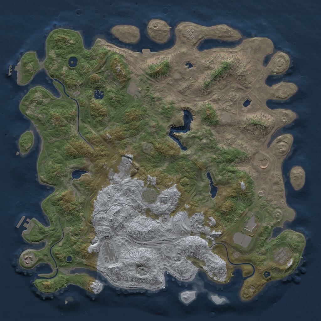 Rust Map: Procedural Map, Size: 4800, Seed: 1139443494, 17 Monuments