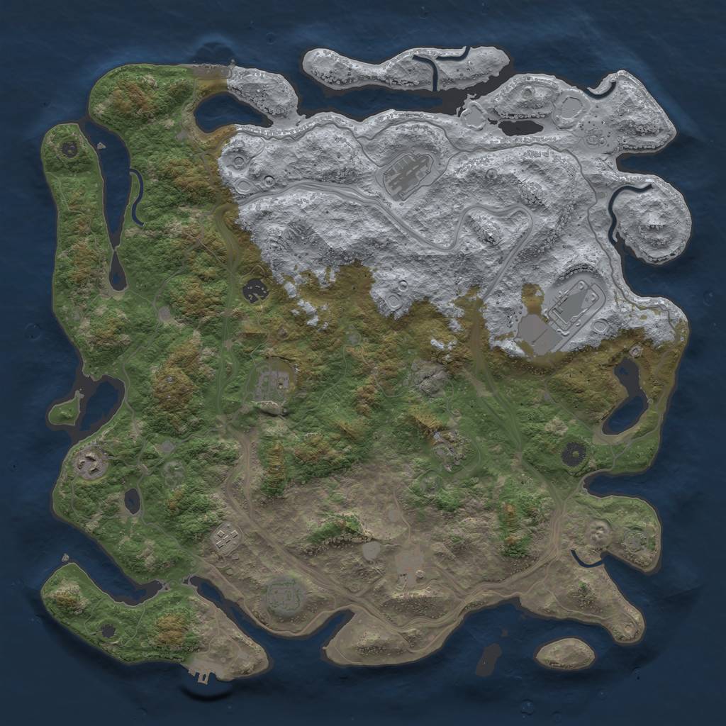 Rust Map: Procedural Map, Size: 4500, Seed: 33292393, 17 Monuments