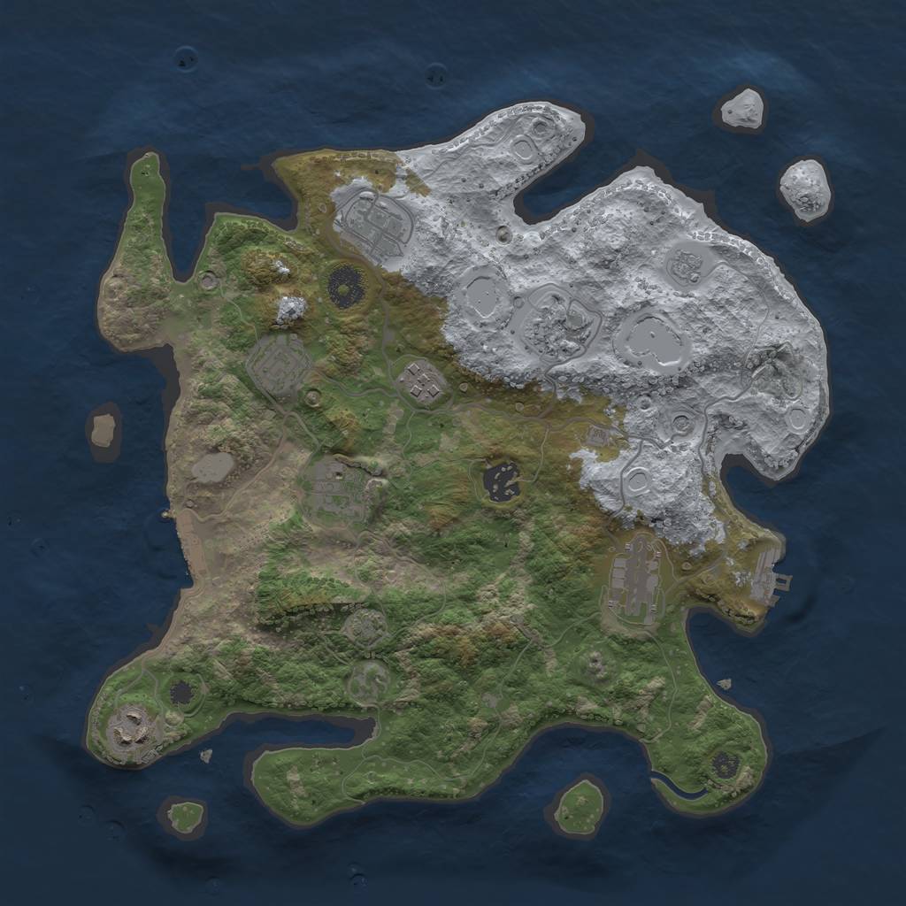 Rust Map: Procedural Map, Size: 3450, Seed: 16324, 16 Monuments