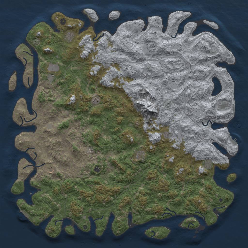 Rust Map: Procedural Map, Size: 6000, Seed: 793158004, 19 Monuments