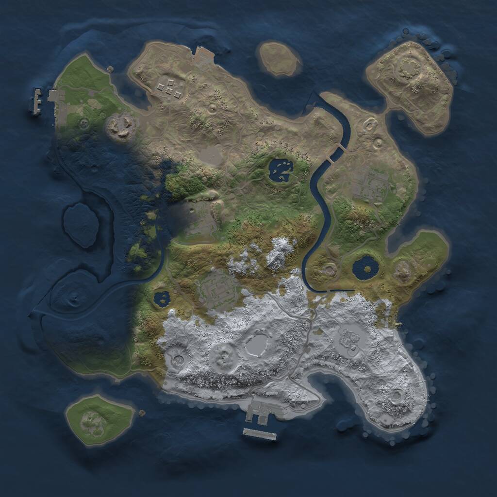 Rust Map: Procedural Map, Size: 3000, Seed: 2039581633, 12 Monuments
