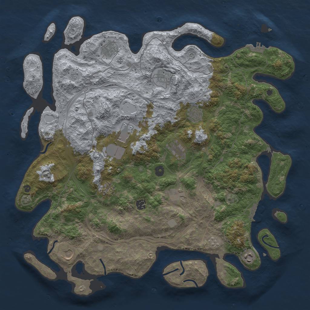 Rust Map: Procedural Map, Size: 4500, Seed: 888656418, 19 Monuments