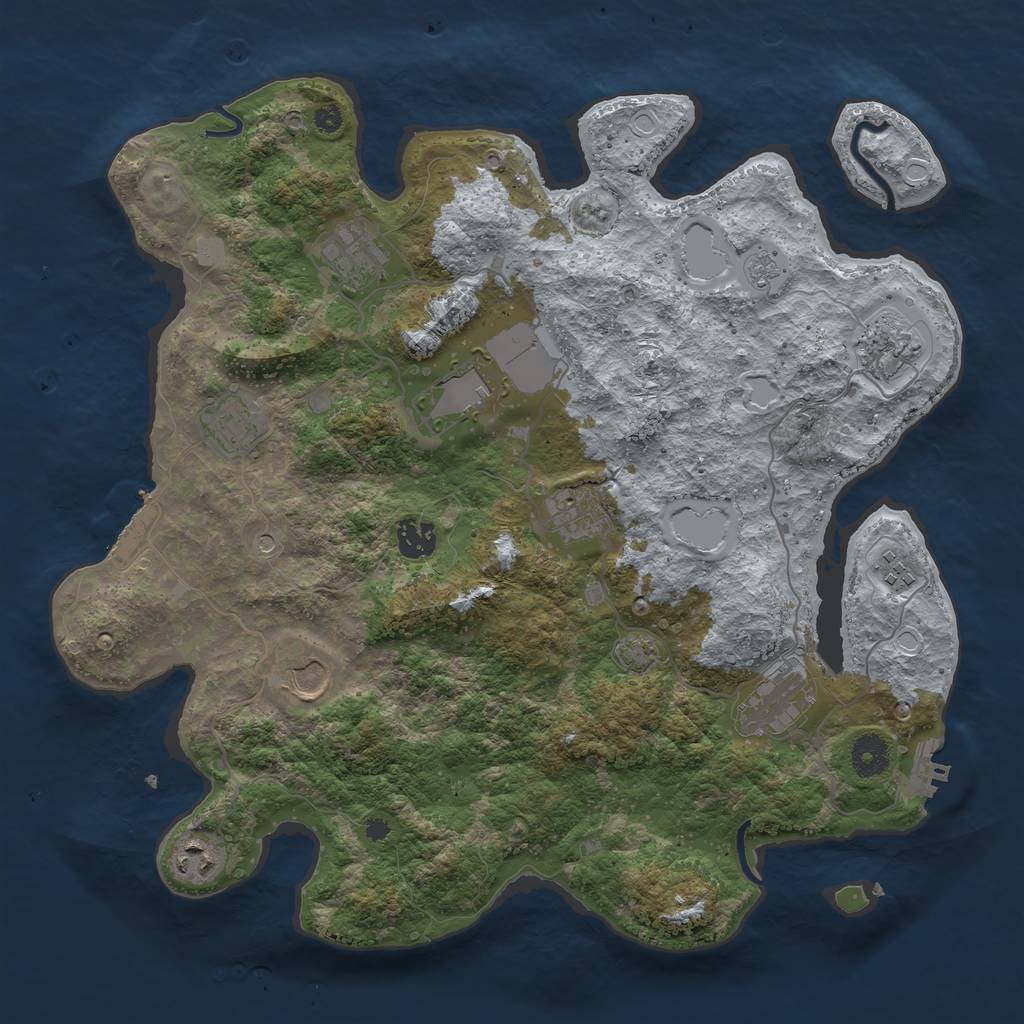Rust Map: Procedural Map, Size: 3800, Seed: 5481726, 18 Monuments