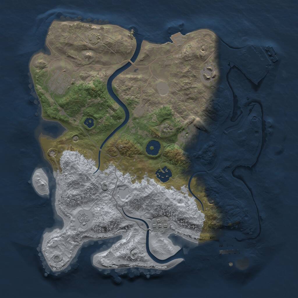 Rust Map: Procedural Map, Size: 3000, Seed: 766874757, 10 Monuments