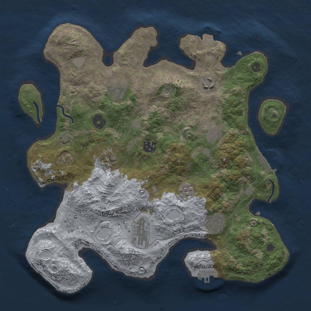 Rust Map: Procedural Map, Size: 3425, Seed: 2147483647, 16 Monuments