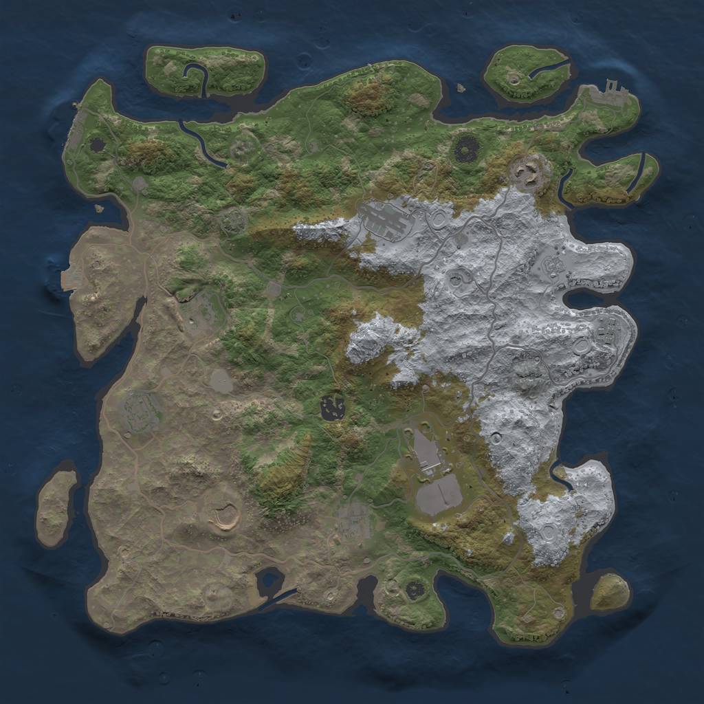 Rust Map: Procedural Map, Size: 4000, Seed: 20875962, 17 Monuments