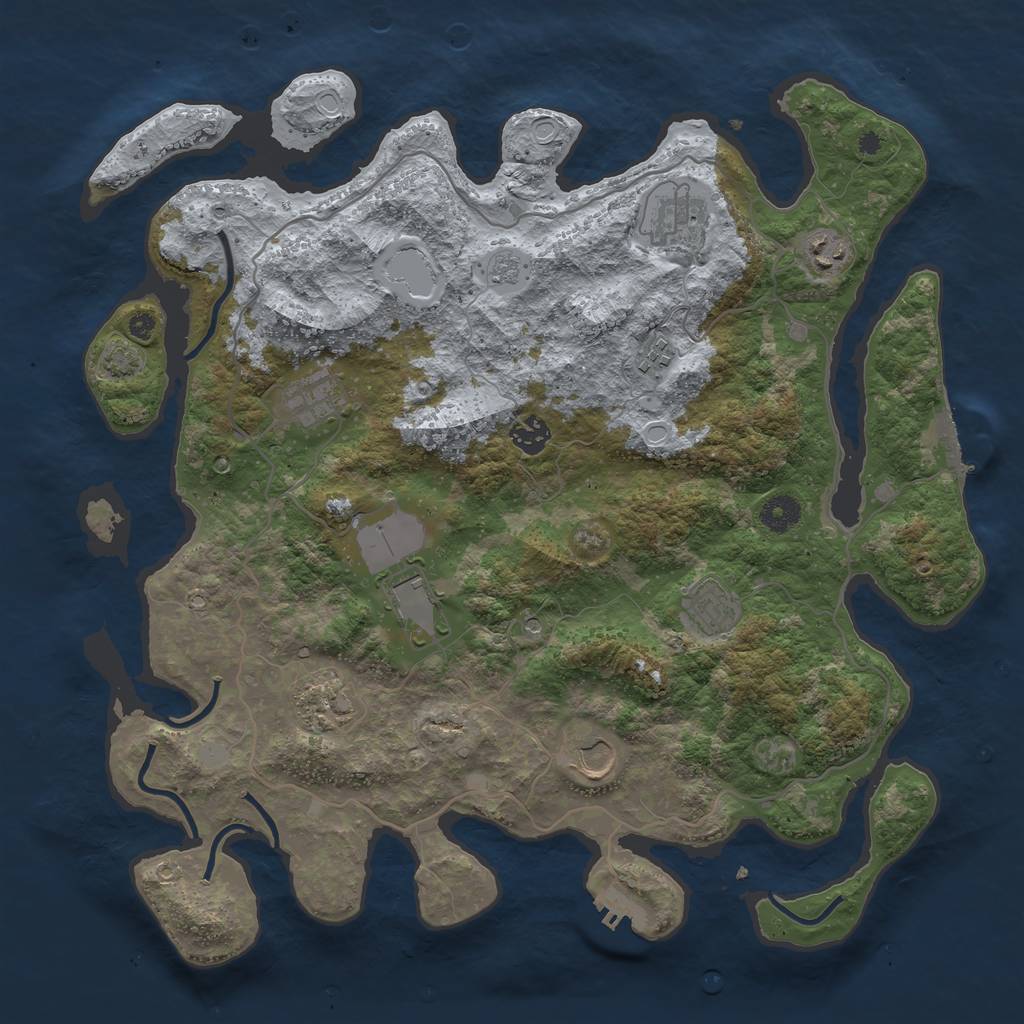 Rust Map: Procedural Map, Size: 4000, Seed: 6543, 17 Monuments