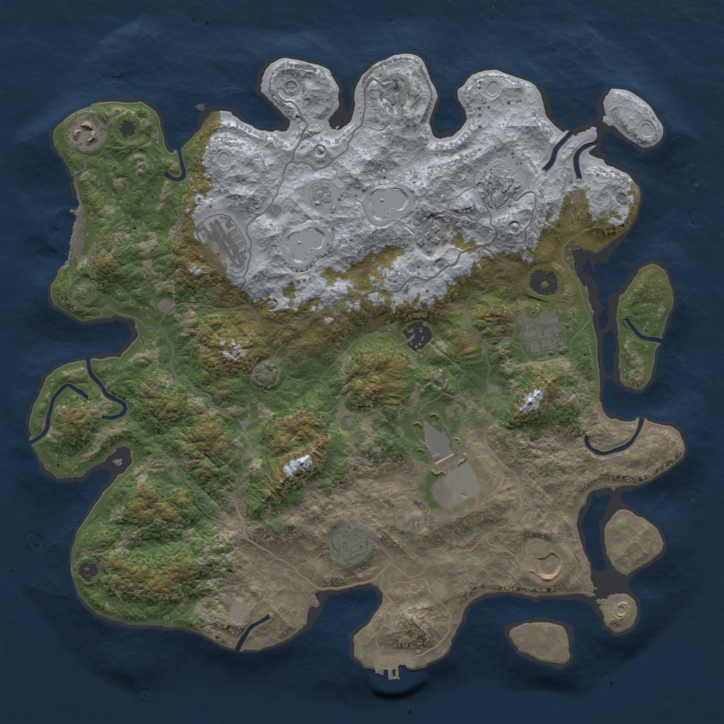 Rust Map: Procedural Map, Size: 4000, Seed: 1438962277, 17 Monuments