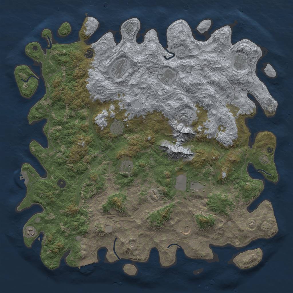 Rust Map: Procedural Map, Size: 5000, Seed: 2037340661, 19 Monuments