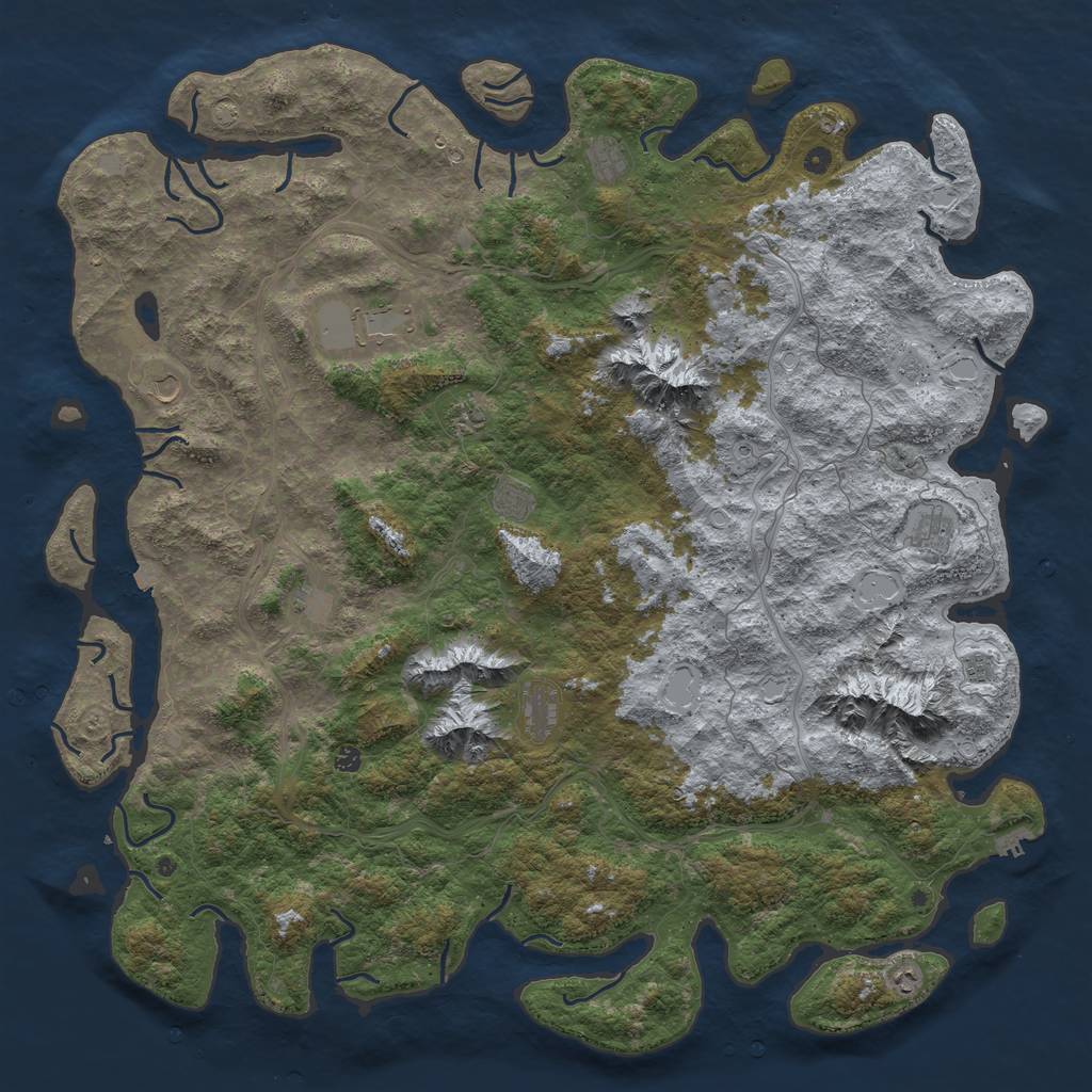 Rust Map: Procedural Map, Size: 6000, Seed: 398351657, 18 Monuments