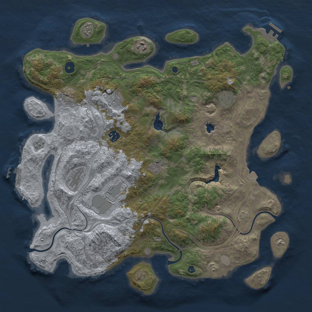 Rust Map: Procedural Map, Size: 4300, Seed: 41699613, 14 Monuments