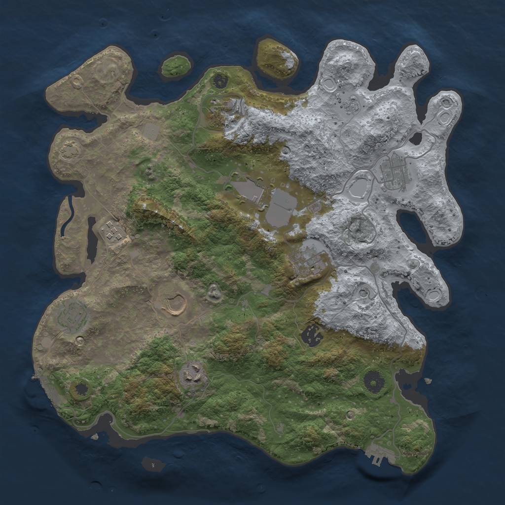 Rust Map: Procedural Map, Size: 3600, Seed: 27070815, 17 Monuments