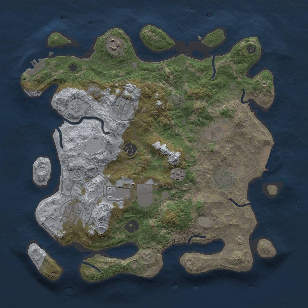 Rust Map: Procedural Map, Size: 3500, Seed: 13383628, 16 Monuments