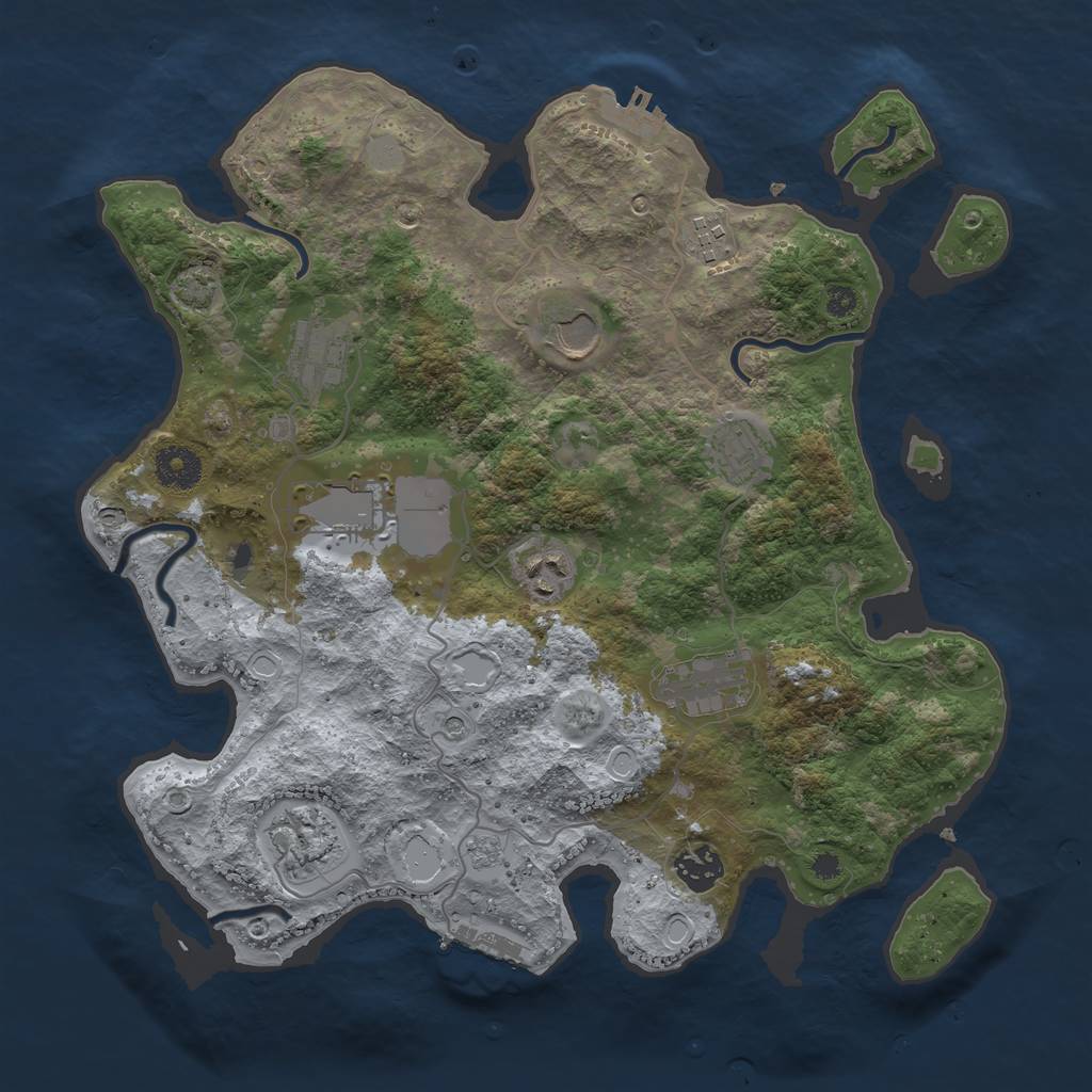 Rust Map: Procedural Map, Size: 3550, Seed: 13361538, 17 Monuments