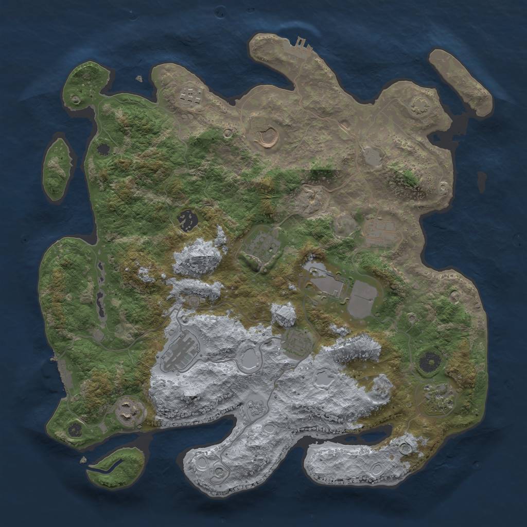 Rust Map: Procedural Map, Size: 3850, Seed: 21245500, 18 Monuments
