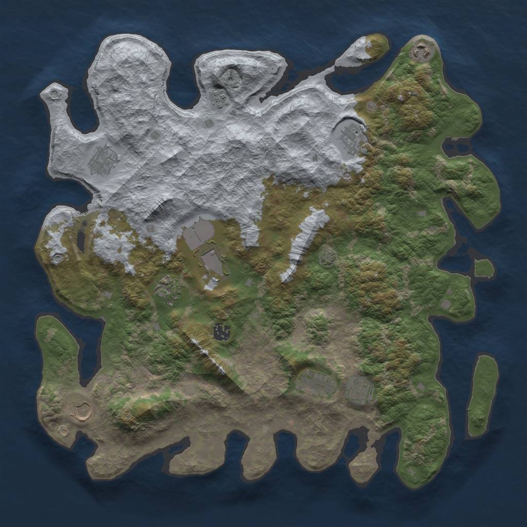 Rust Map: Barren, Size: 4400, Seed: 74328529, 14 Monuments