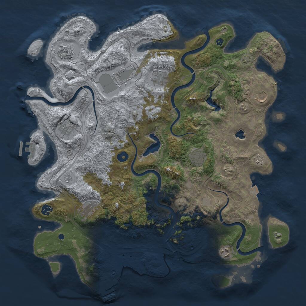 Rust Map: Procedural Map, Size: 4250, Seed: 76645068, 16 Monuments