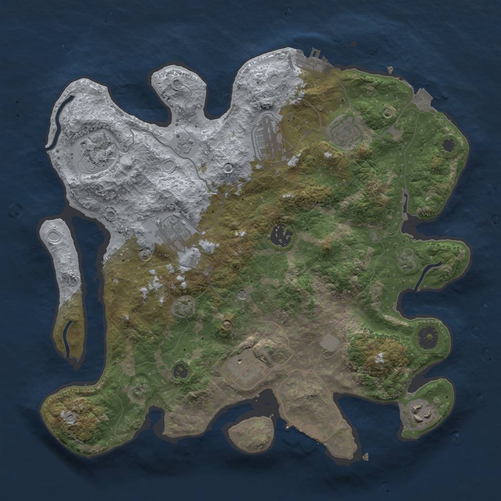 Rust Map: Procedural Map, Size: 3450, Seed: 86194574, 15 Monuments