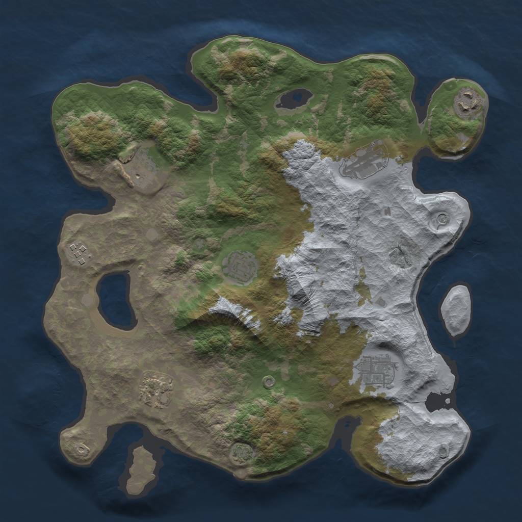 Rust Map: Barren, Size: 3450, Seed: 9911068, 11 Monuments