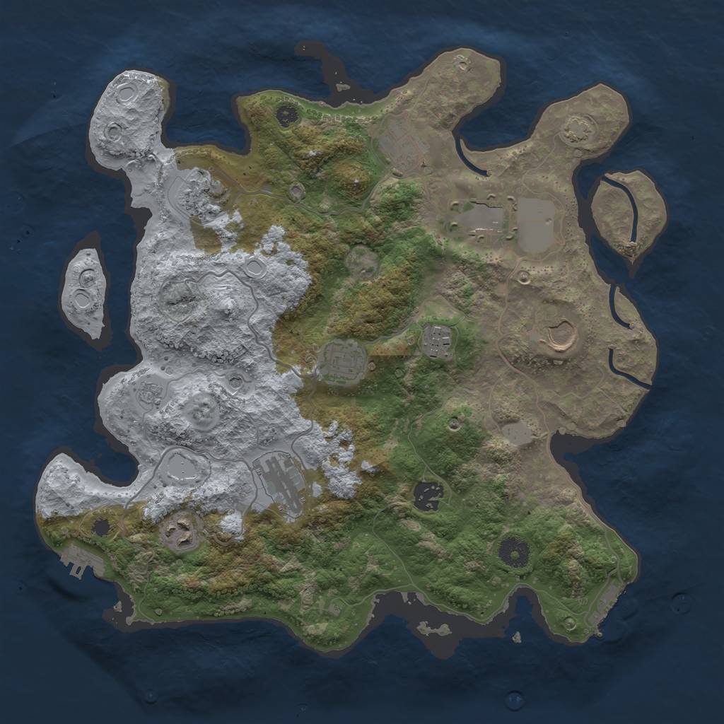 Rust Map: Procedural Map, Size: 3550, Seed: 3596434, 17 Monuments