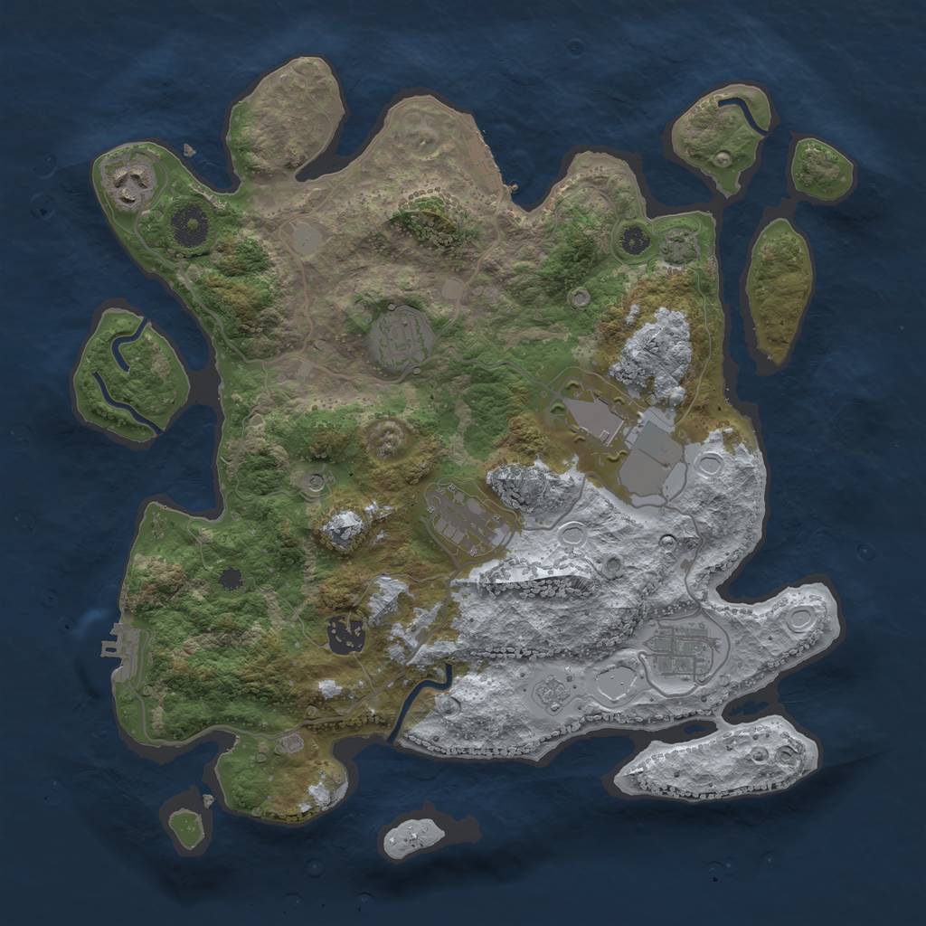 Rust Map: Procedural Map, Size: 3500, Seed: 5029692, 14 Monuments