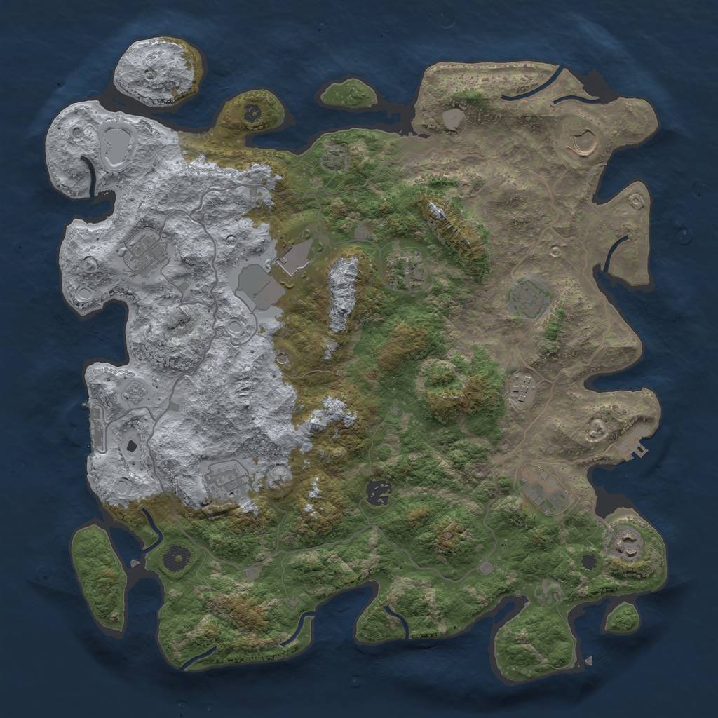 Rust Map: Procedural Map, Size: 4100, Seed: 55946314, 18 Monuments
