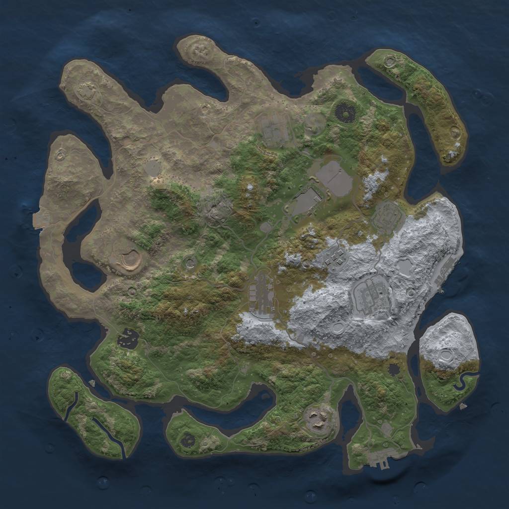 Rust Map: Procedural Map, Size: 3650, Seed: 67461787, 16 Monuments