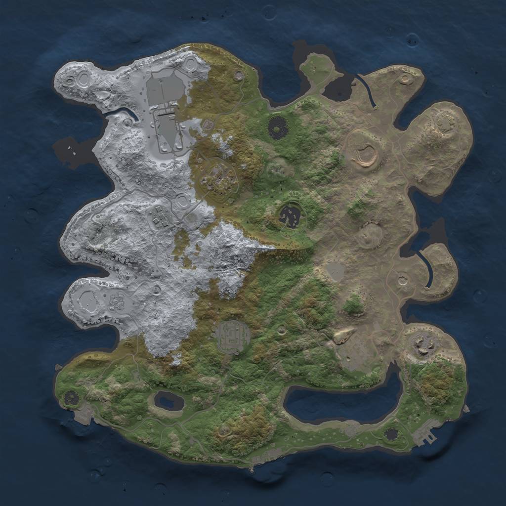 Rust Map: Procedural Map, Size: 3500, Seed: 1954644987, 16 Monuments