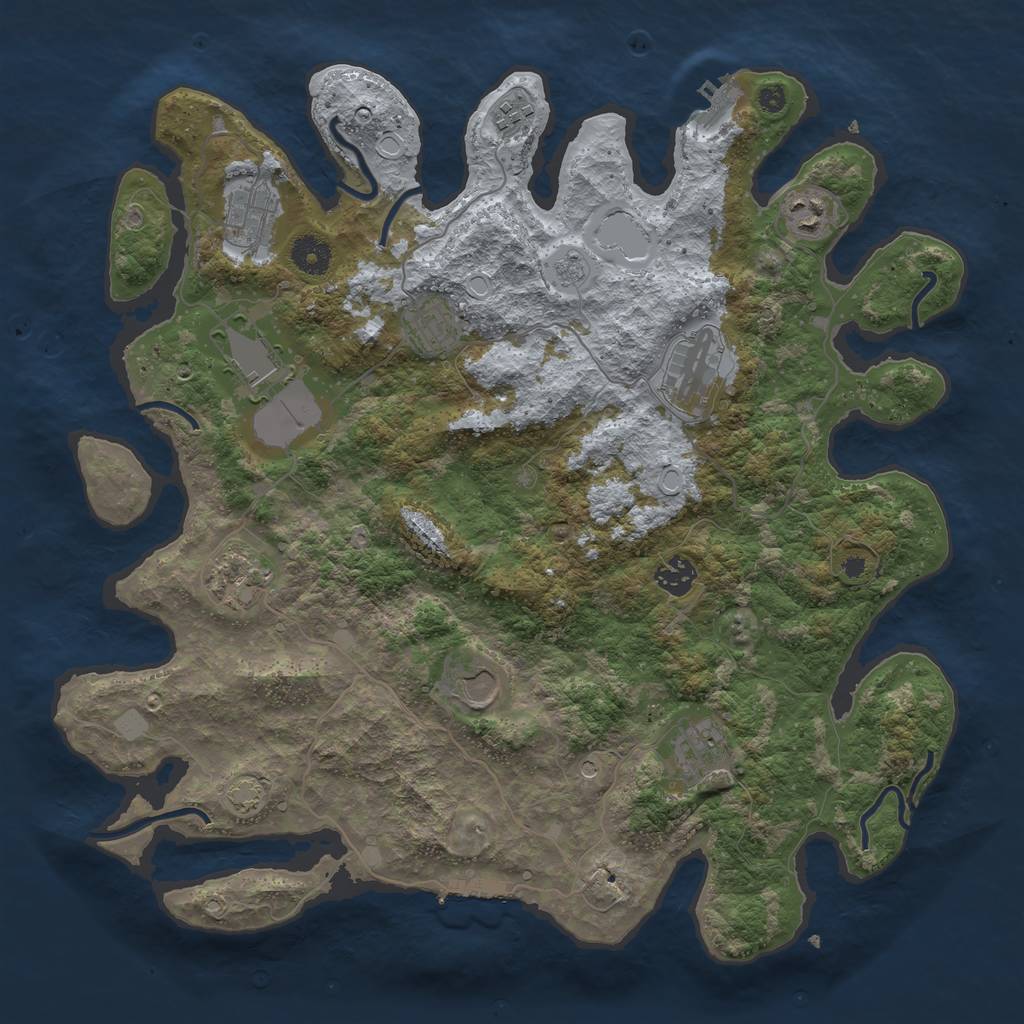 Rust Map: Procedural Map, Size: 3900, Seed: 37177540, 18 Monuments