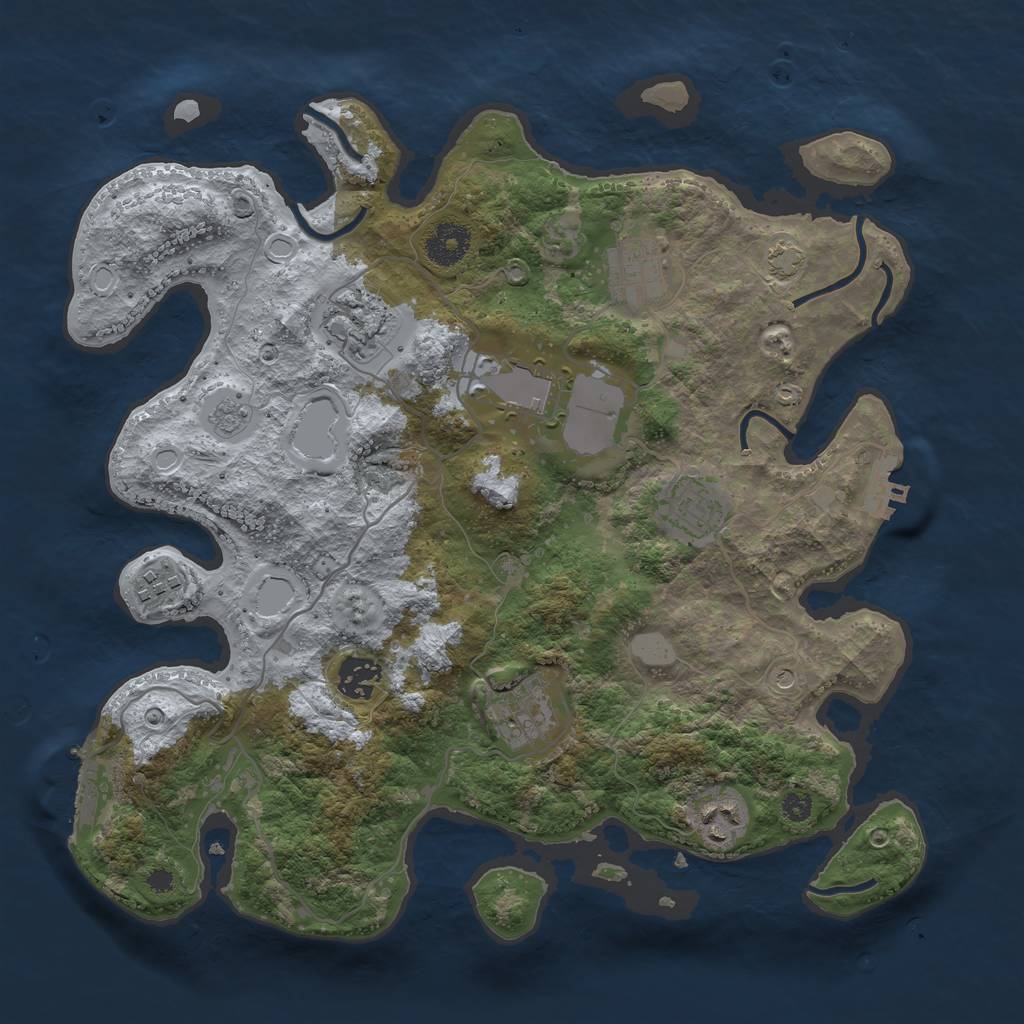 Rust Map: Procedural Map, Size: 3500, Seed: 735531, 16 Monuments