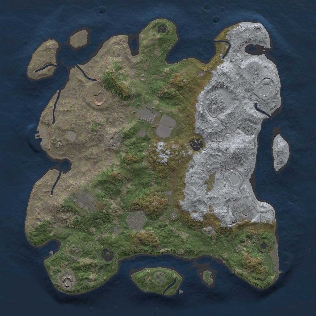 Rust Map: Procedural Map, Size: 3700, Seed: 57831753, 17 Monuments