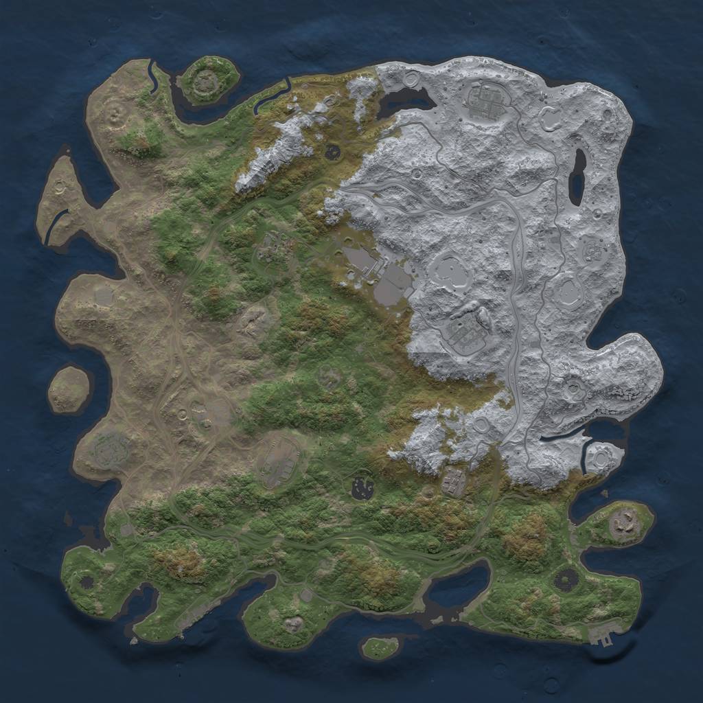 Rust Map: Procedural Map, Size: 4500, Seed: 545655781, 18 Monuments