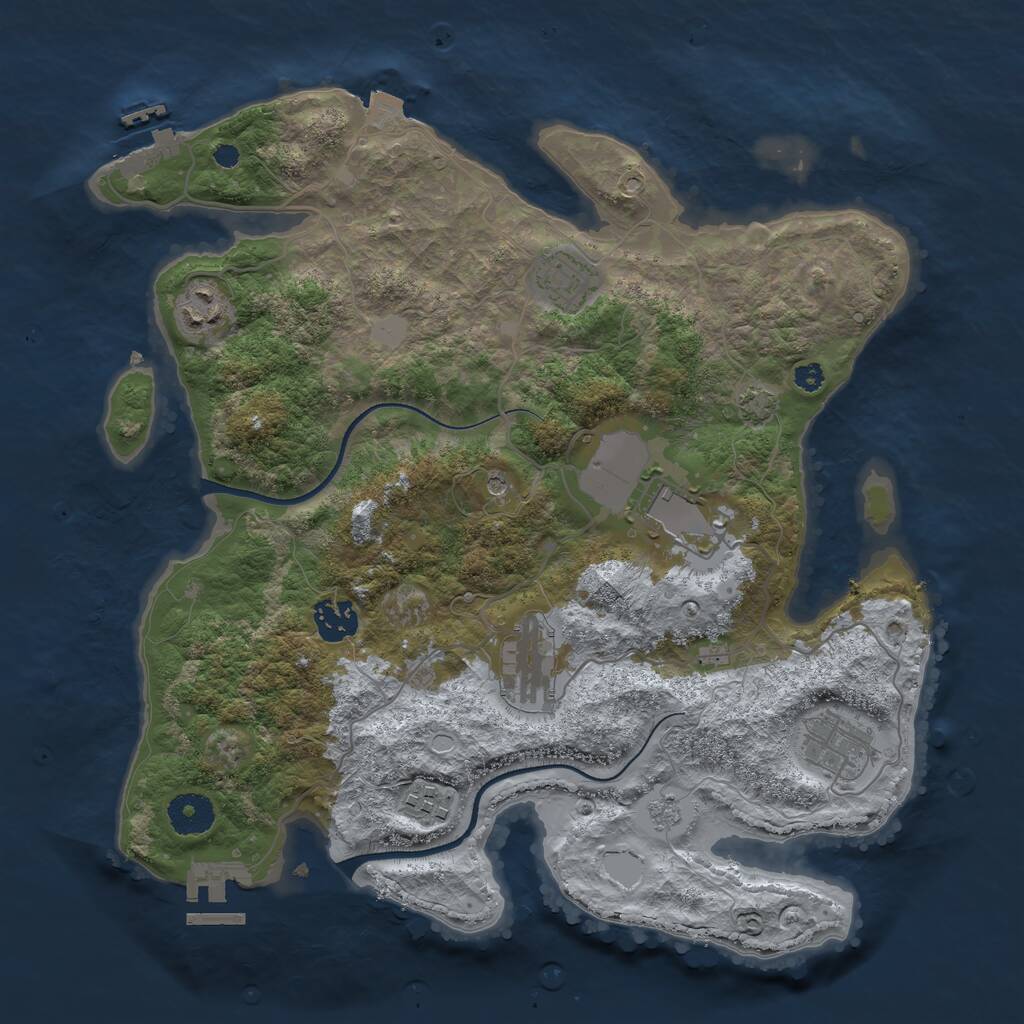 Rust Map: Procedural Map, Size: 3500, Seed: 86224836, 13 Monuments