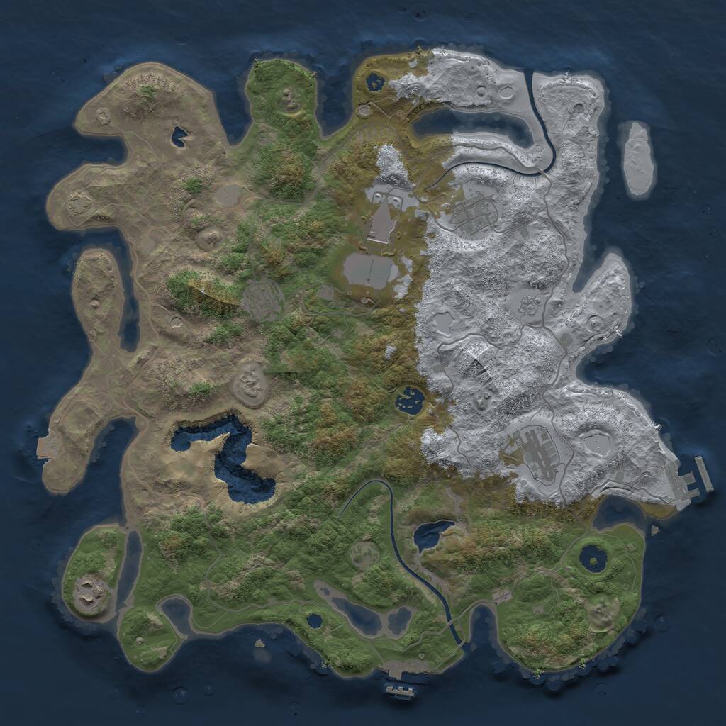 Rust Map: Procedural Map, Size: 4000, Seed: 1966801398, 12 Monuments