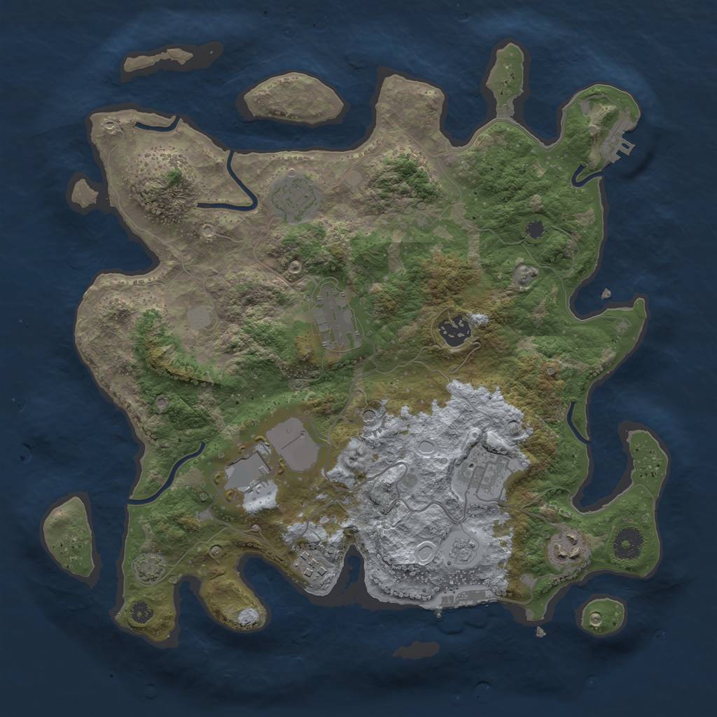 Rust Map: Procedural Map, Size: 3500, Seed: 1105407084, 15 Monuments